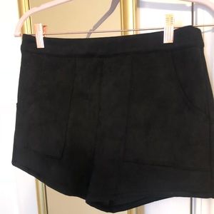 Black suede shorts